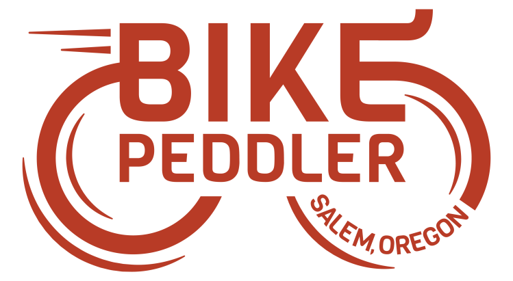 Bike Peddler logo, a red bike with the words "Bike Peddler Salem, Oregon"